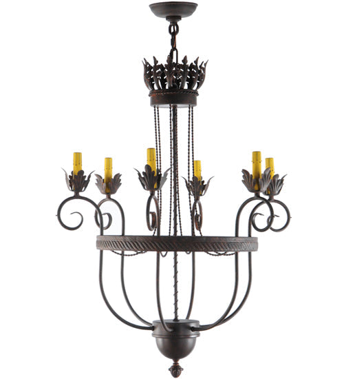 Meyda Lighting Antonia 27" 6-Light Cajun Spice Chandelier With Brown Parchment Shade