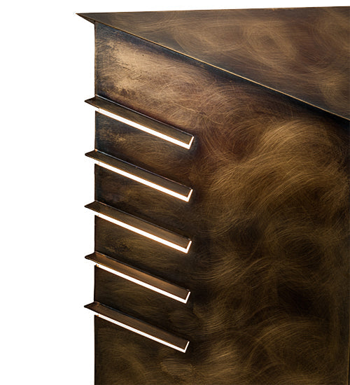 Meyda Lighting Aploks 13"W x 36"H 4-Light Chemical Burnished Brass Personalized 4 Bollard Outdoor Mount Light