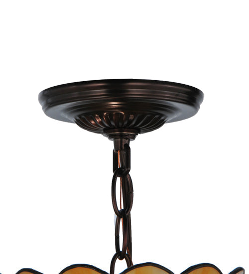 Meyda Lighting Applebee's 16" Mahogany Bronze Pendant Light With Multi-Colored Shade Glass