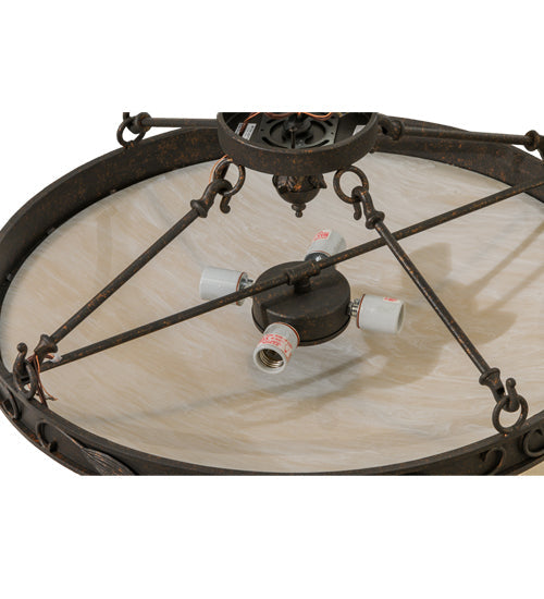 Meyda Lighting Arabesque 28" 4-Light Copper Rust Semi-flush Mount Ceiling Light With Fleshtone Idalight Shade