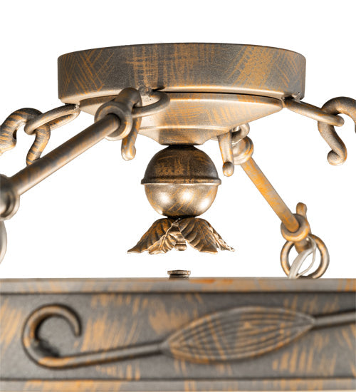 Meyda Lighting Arabesque 28" 4-Light French Bronze Flush Mount Light With Creme Carrara Idalight Shade