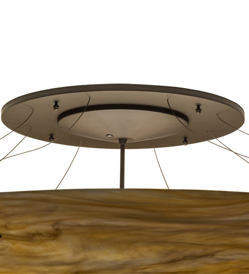 Meyda Lighting Araneta 247538 61" 12-Light Timeless Bronze Semi-flush Mount Light With Travertine Idalight Shade Glass