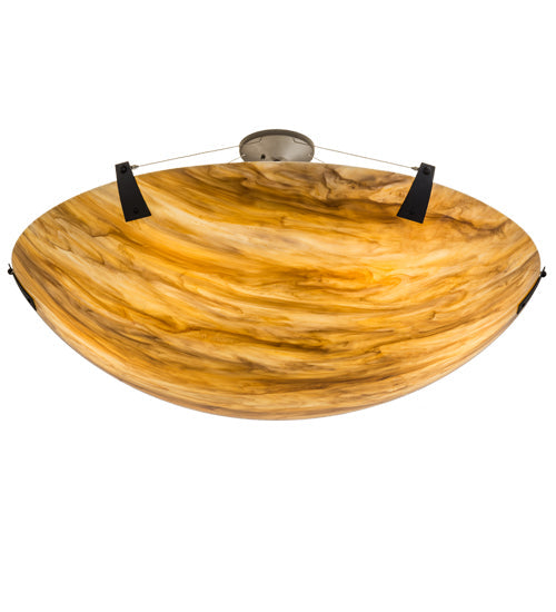 Meyda Lighting Araneta 49" 6-Light Oil Rubbed Bronze Semi-flush Mount Light With Travertine Idalight Shade