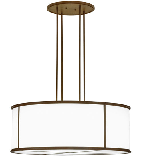Meyda Lighting Arcas 48" 10-Light LED Rustic Iron Pendant Light With White Statuario Idalight Shade