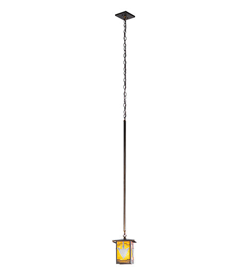 Meyda Lighting Arrowhead 10" Antique Copper Mini Pendant Light With Honey Amber Shade Glass