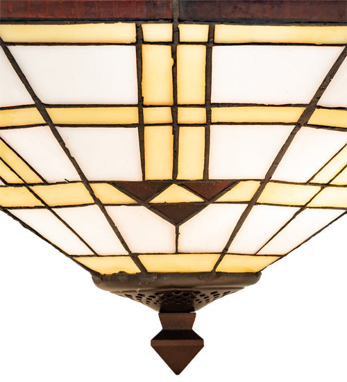 Meyda Lighting Arrowhead 20" 2-Light Mahogany Bronze Flush Mount Light With Multi-Colored Shade Glass