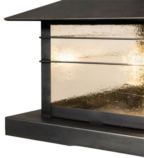 Meyda Lighting Arrowhead 31" 4-Light Black Outdoor Pier Mount Light With Clear Seeded Shade Glass