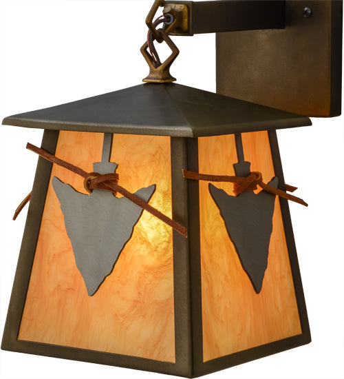 Meyda Lighting Arrowhead 7" Antique Copper Wall Sconce With Ambra Siena Acrylic Shade