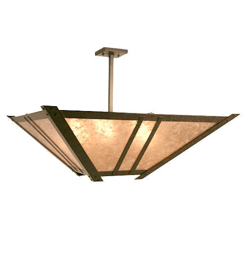 Meyda Lighting Arta 42" 6-Light Chestnut Inverted Pendant Light With Silver Mica Shade Glass