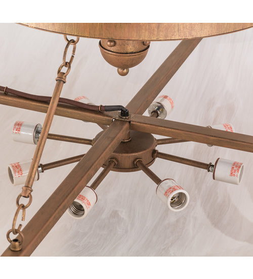 Meyda Lighting Artesia 42" 8-Light Cortez Gold Semi-flush Mount Light With Whitestone Idalight Shade Glass