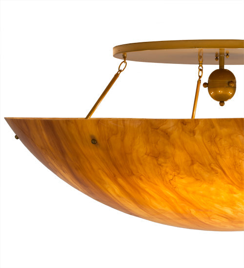 Meyda Lighting Artesia 60" 12-Light Buttered Brass Flush Mount Light With Ambra Siena Idalight Shade Glass