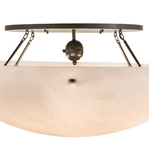 Meyda Lighting Artesia 60" 12-Light Timeless Bronze Flush Mount Light With Whitestone Idalight Shade Glass