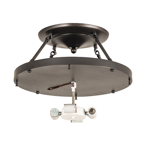 Meyda Lighting Arts & Crafts 20" 4-Light Craftsman Brown Semi-flush Mount Light With Multi-Colored Shade Glass