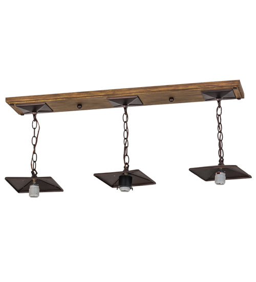 Meyda Lighting Arts & Crafts 35" 3-Light Oak & Mahogany Bronze Island Pendant Light Hardware