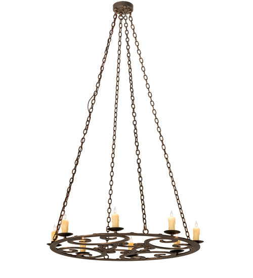 Meyda Lighting Ashley 42" 8-Light Gilded Tobacco Pendant Light With Ivory Faux Candlelight