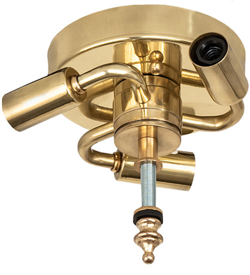 Meyda Lighting Atelier 16" 3-Light Polished Brass Organic Art Flush Mount Light With White Shade Glass