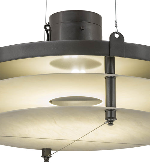 Meyda Lighting Atlantis 24" 2-Light Bronze Metallic Pendant Light With Creme Carrara Idalight Shade