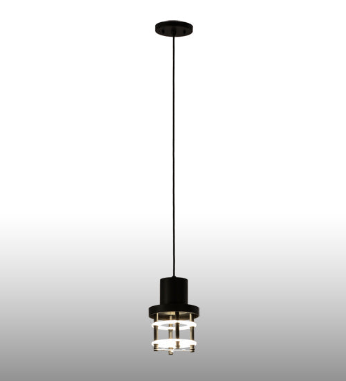 Meyda Lighting Atlantis 6" Blackwash Mini Pendant Light With Contrail Mist Idalight Shade