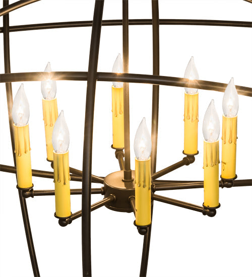 Meyda Lighting Atom Enerjisi 60" 8-Light Timeless Bronze Chandelier With Amber Faux Candlelight