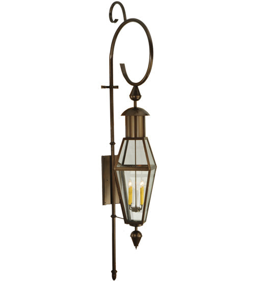 Meyda Lighting August 18" 4-Light Timeless Bronze Lantern Wall Sconce With Clear Shade Glass
