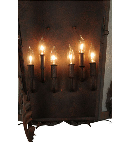 Meyda Lighting Austin 26" 6-Light Cajun Spice Wall Sconce With Clear Seeded Shade Glass