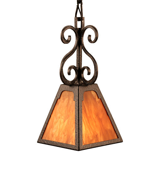 Meyda Lighting Ava 10" Chestnut Mini Pendant Light With Ambra Siena Idalight Shade Glass