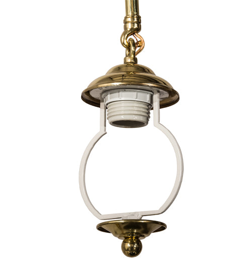 Meyda Lighting Bailey Banker's 18" Polished Brass Pendant Light With Hunter Green Shade Glass