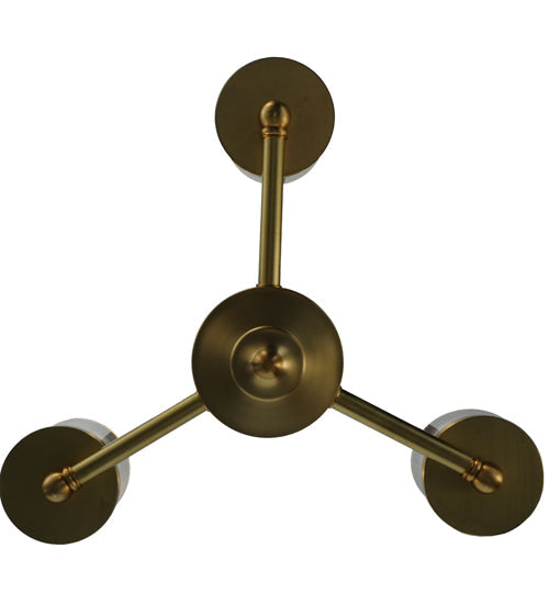 Meyda Lighting Bakersfield 20" 3-Light Natural Brass Chandelier With Clear Shade Glass