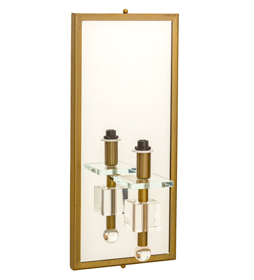 Meyda Lighting Barfleur 8" Brass Tint Wall Sconce With Satin Cream Textrene Shade