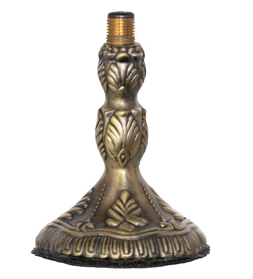 Meyda Lighting Baroque 5" Antique Brass Micro Mini Table Lamp With Beige & Ruby Stained Shade Glass