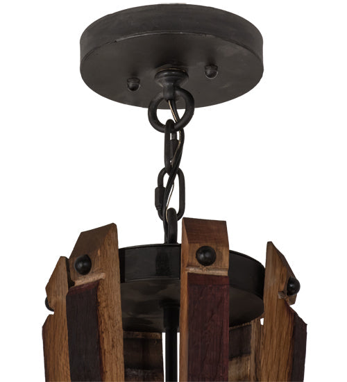 Meyda Lighting Barrel Stave 30" 6-Light Costello Black Madera Chandelier With Amber Faux Candlelight