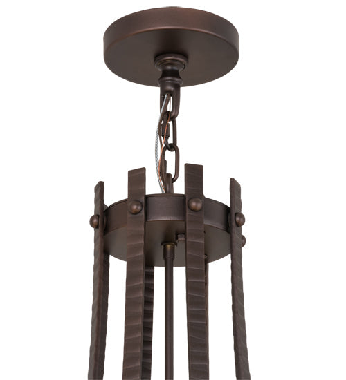 Meyda Lighting Barrel Stave 38" 8-Light Mahogany Bronze Metallo Chandelier With Ivory Faux Candlelight
