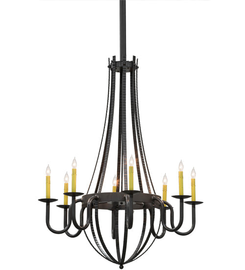 Meyda Lighting Barrel Stave 38" 8-Light Timeless Bronze Metallo Chandelier With Ivory Faux Candlelight