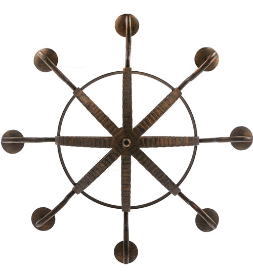 Meyda Lighting Barrel Stave 42" 8-Light Rococco Madera Chandelier With Ivory Faux Candlelight
