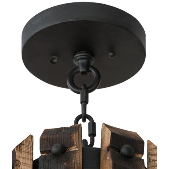 Meyda Lighting Barrel Stave 43" 8-Light Costello Black & Natural Wood Madera Chandelier