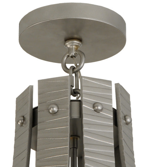 Meyda Lighting Barrel Stave 48" 8-Light Nickel Powder Coat Metallo Chandelier With Ivory Faux Candlelight