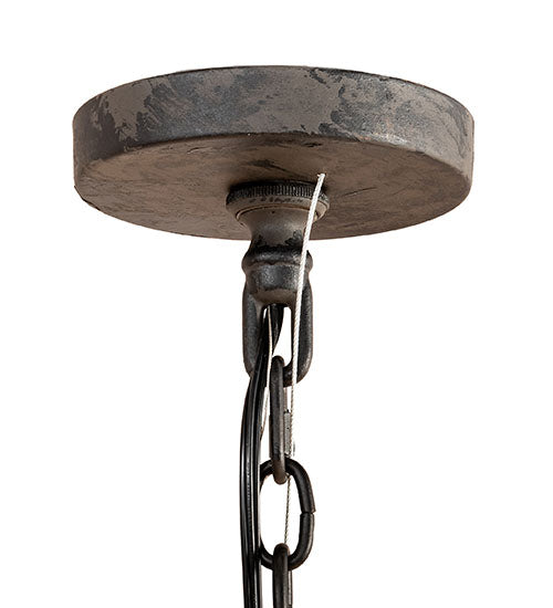 Meyda Lighting Barrel Stave 54" 13-Light Natural Wood & Costello Black Madera Chandelier With Black Faux Candlelight