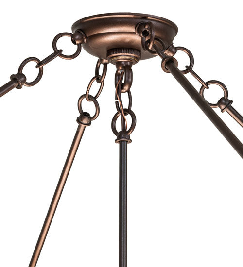 Meyda Lighting Basket Weave 48" 6-Light Mahogany Bronze Inverted Pendant Light With Multi-Colored Stained Shade Glass