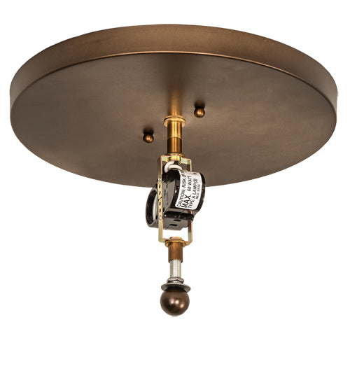 Meyda Lighting Bass and Pike 18" 2-Light Antique Copper Flush Mount Light With Blue Green Ripple Shade Glass