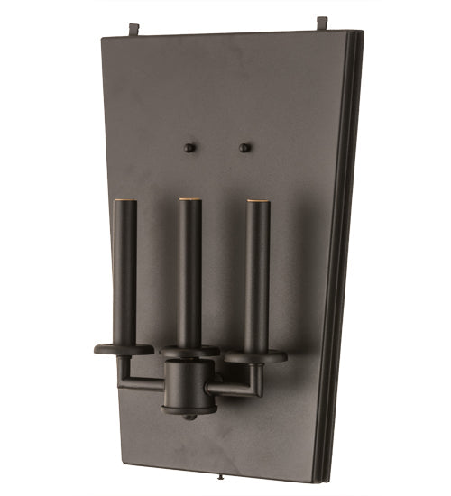 Meyda Lighting Bastille 15" 3-Light Solar Black Wall Sconces With Clear Crystal Idalight Shade Glass