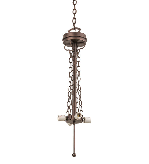 Meyda Lighting Beachfront 25" 4-Light Mahogany Bronze Inverted Pendant Light With Multi-Colored Shade Glass