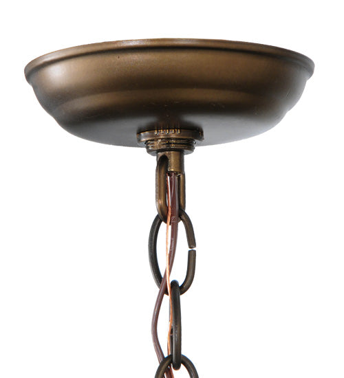 Meyda Lighting Bear at Dawn 10" Antique Copper Mini Pendant Light With Silver Mica Shade Glass