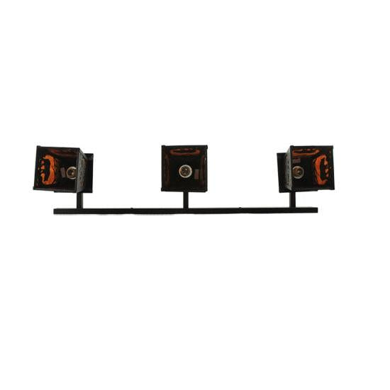 Meyda Lighting Bear at Dawn 48" 3-Light Black Wall Sconce With Amber Mica Shade Glass