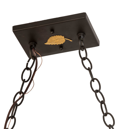 Meyda Lighting Bear at Lake 48" 6-Light Oil Rubbed Bronze Island Pendant Light With Silver Mica Shade Glass