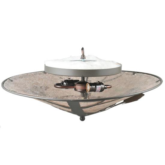 Meyda Lighting Bear on the Loose 22" 2-Light Timeless Bronze Flush Mount Light With Silver Mica Shade Glass