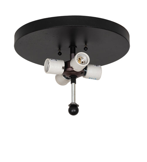 Meyda Lighting Bear on the Loose 23" 4-Light Textured Black Flush Mount Light With Silver Mica Shade Glass