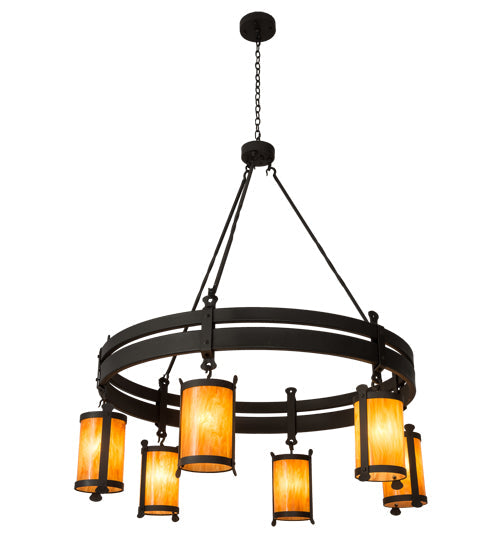 Meyda Lighting Beartooth 54" 6-Light Wrought Iron Chandelier With Ambra Siena Idalight