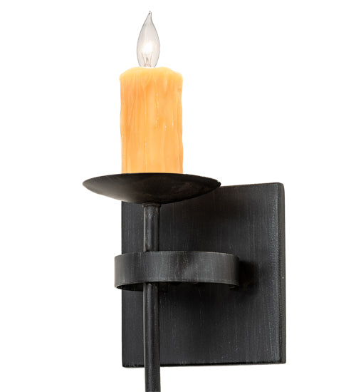 Meyda Lighting Bechar 6" Antique Iron Gate Wall Sconce With Ivory Candle Cover