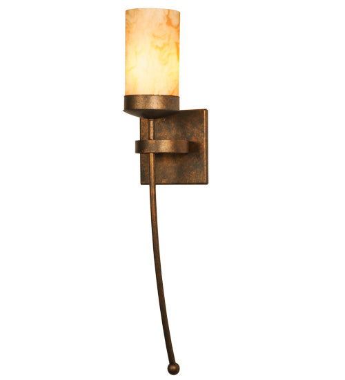 Meyda Lighting Bechar 6" Gilded Tobacco Wall Sconce With Travertine Idalight Shade Glass