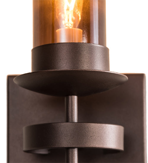 Meyda Lighting Bechar 6" Mahogany Bronze Wall Sconce With Clear Amber Shade Glass